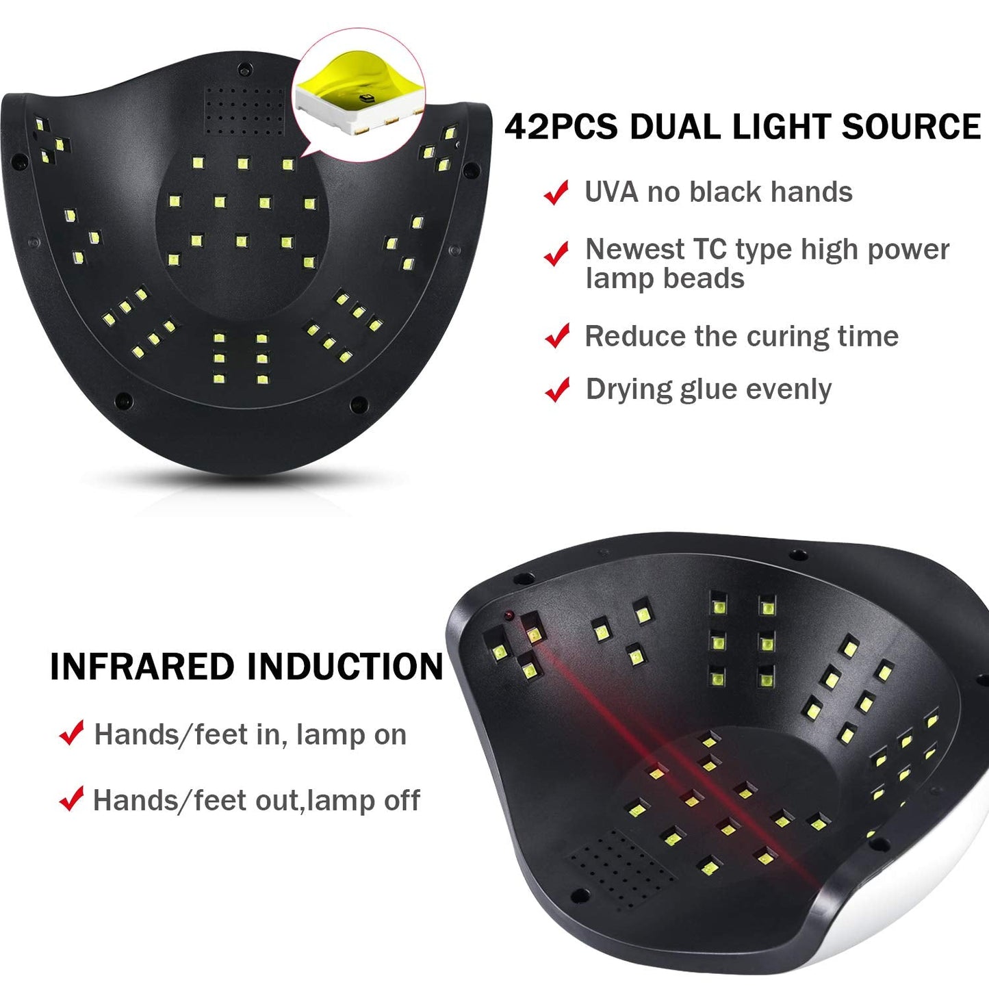 Sunrich 120W UV Gel Nail Lamp – Fast Cure, 4 Timers, Portable Handle
