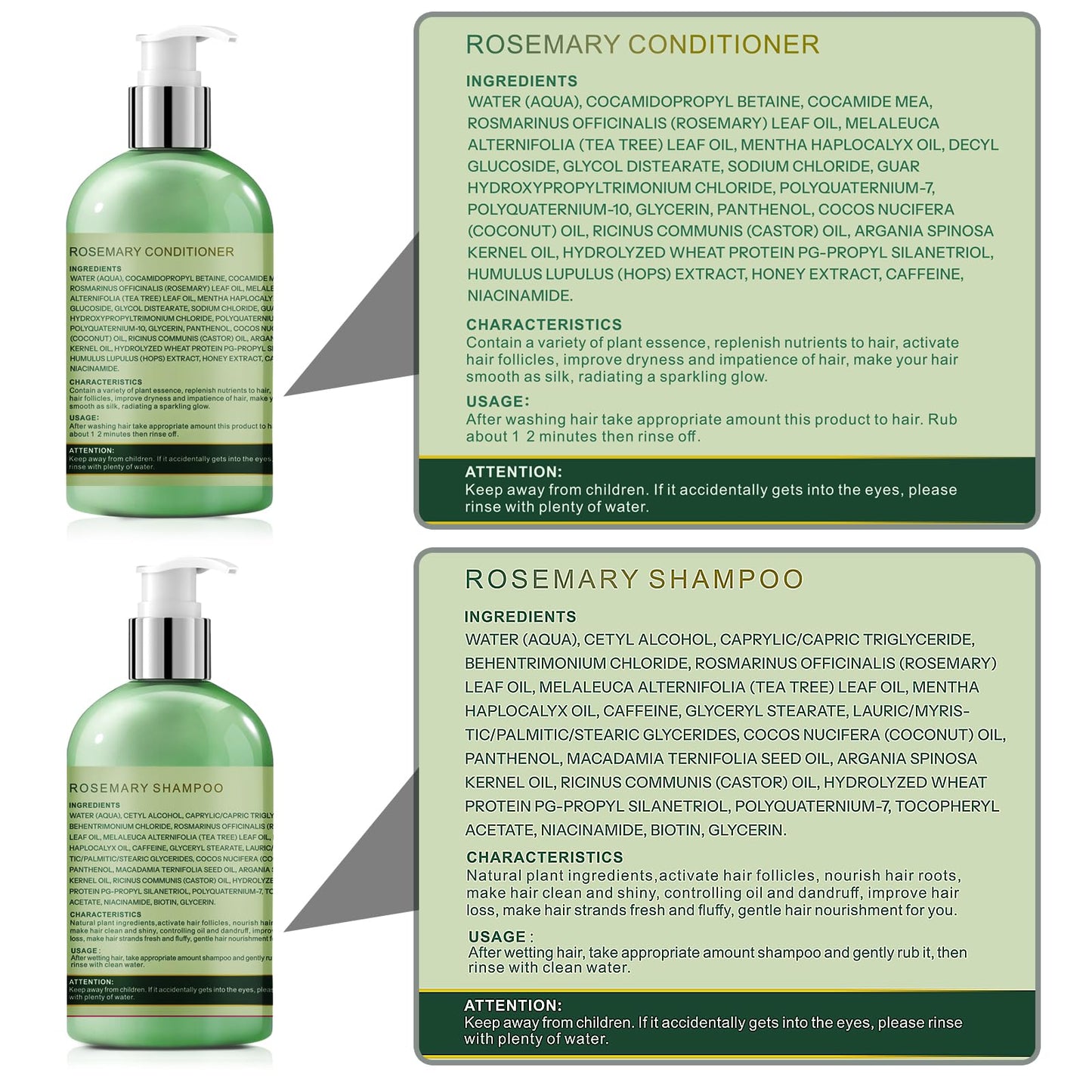Sunspeak Rosemary Hair Growth Shampoo & Conditioner Set – Thickness, Anti-Hair Loss, Tea Tree Mint Biotin