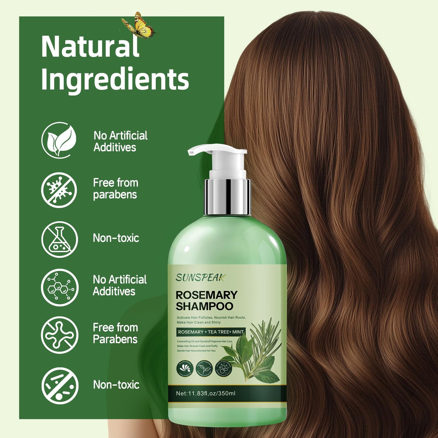 Sunspeak Rosemary Shampoo for Hair Growth – Thickening & Regrowth with Biotin & Tea Tree