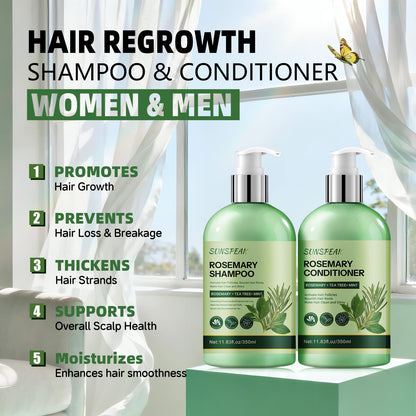 Sunspeak Rosemary Hair Growth Shampoo & Conditioner Set – Thickness, Anti-Hair Loss, Tea Tree Mint Biotin