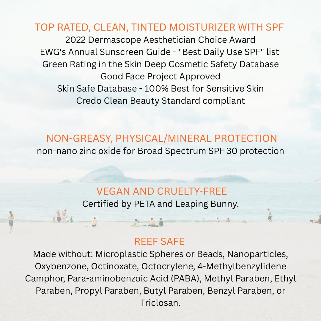 Suntegrity Tinted 5 in 1 Mineral Sunscreen SPF 30 for Face - Light | Physical UVA/UVB Protection | Safe for Sensitive Skin