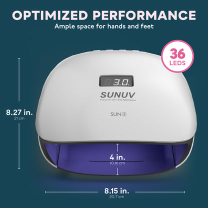 SUNUV SUN4 UV/LED Nail Lamp – 36 LEDs, 4 Timers, LCD Display | Home Salon