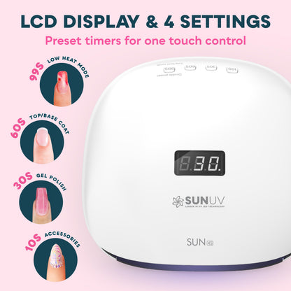 SUNUV SUN4S UV LED Nail Lamp — Auto-Sensing, 4 Timers, LCD Display