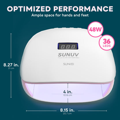 SUNUV SUN4S Pink LED UV Nail Light – 4 Timer Settings, LCD Display, Removable Base