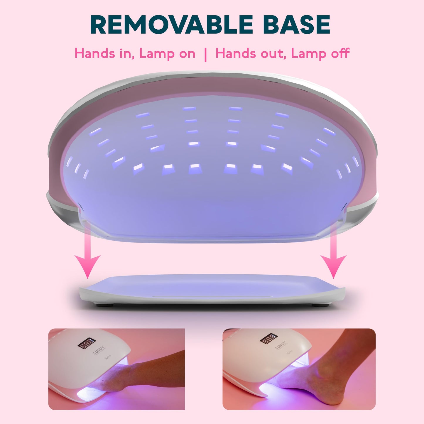 SUNUV SUN4S Pink LED UV Nail Light – 4 Timer Settings, LCD Display, Removable Base