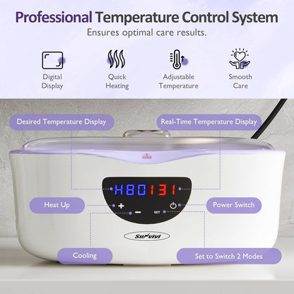 SUNVIVI Paraffin Wax Machine for Hands & Feet - 4000ml Large Capacity, Auto Keep-Warm, 8 Refills