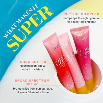 Supergoop! Glow Gloss SPF 40 Lip Balm – Strawberry Spritz (Sheer Coral Tint) – 2 Pack