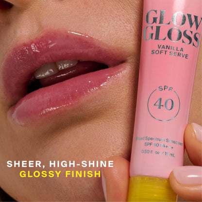 Supergoop! Glow Gloss SPF 40 Lip Balm | Vanilla Soft Serve & Sweet Cream, 2 Pack