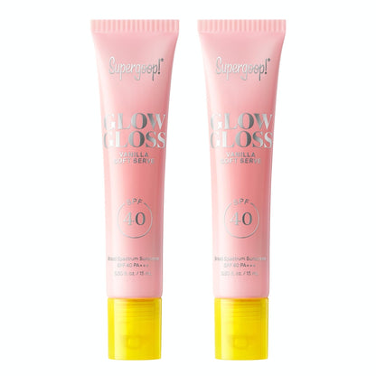 Supergoop! Glow Gloss SPF 40 Lip Balm | Vanilla Soft Serve & Sweet Cream, 2 Pack