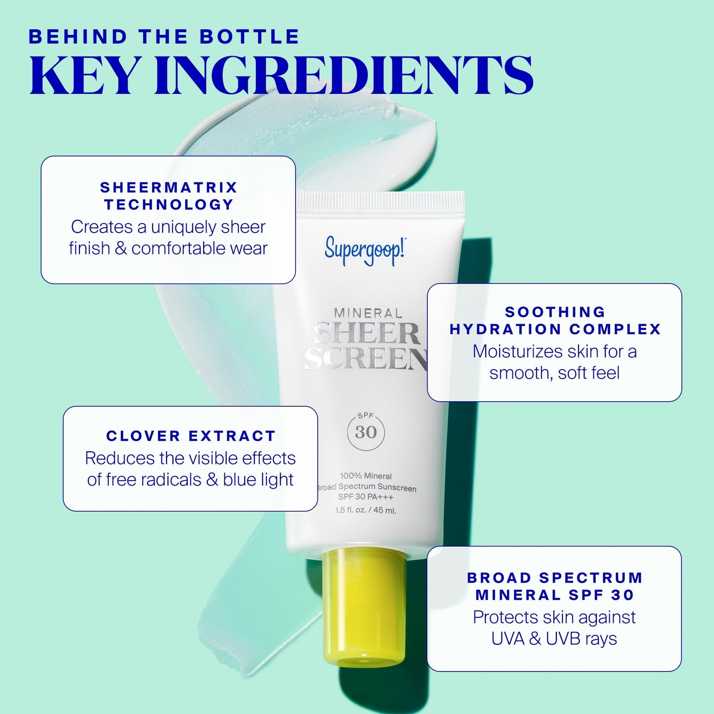 Supergoop! Mineral Sheerscreen SPF 30 PA+++ – Mineral Sunscreen & Primer, Satin Finish