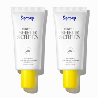 Supergoop! Mineral Sheerscreen SPF 30 PA+++ – Pack of 2, Mineral Sunscreen + Primer, Satin Finish
