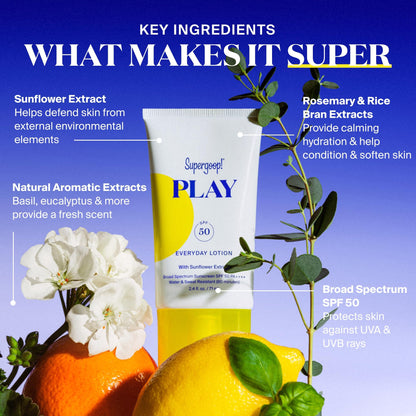Supergoop! PLAY Everyday Lotion SPF 50 – Broad Spectrum Sunscreen for Face & Body | 2 Pack, 5.5 fl oz