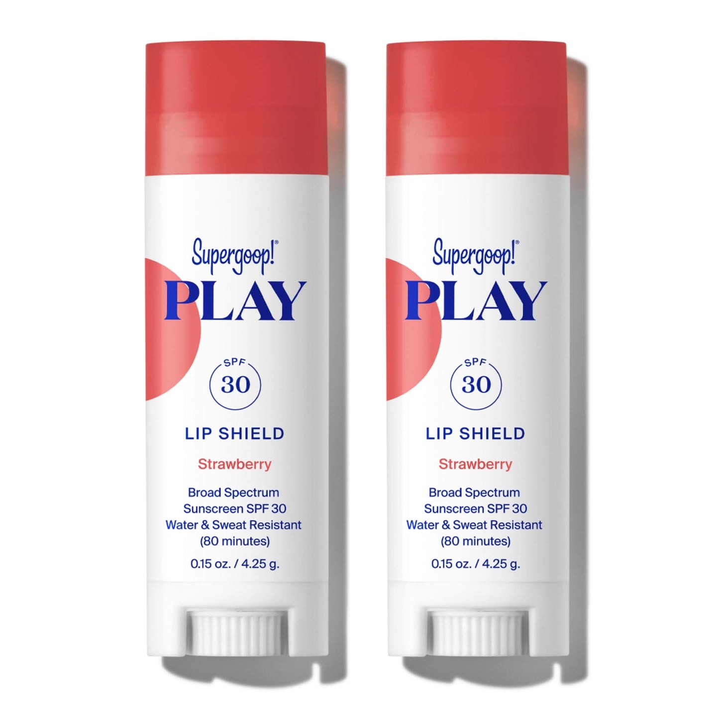 Supergoop! PLAY Lip Shield SPF 30 with Strawberry – Pack of 2 | Moisturizing Lip Balm with Broad Spectrum UV Protection