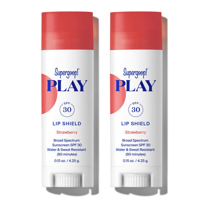 Supergoop! PLAY Lip Shield SPF 30 with Strawberry – Pack of 2 | Moisturizing Lip Balm with Broad Spectrum UV Protection