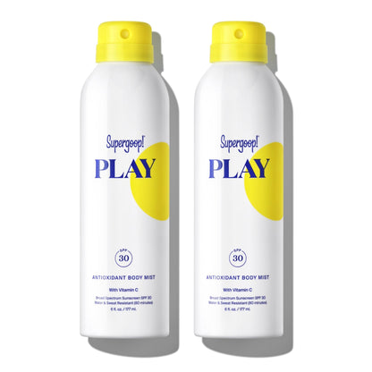 Supergoop! PLAY SPF 30 Antioxidant Body Mist with Vitamin C – 6 fl oz Pack of 2 | Broad Spectrum Sunscreen Spray
