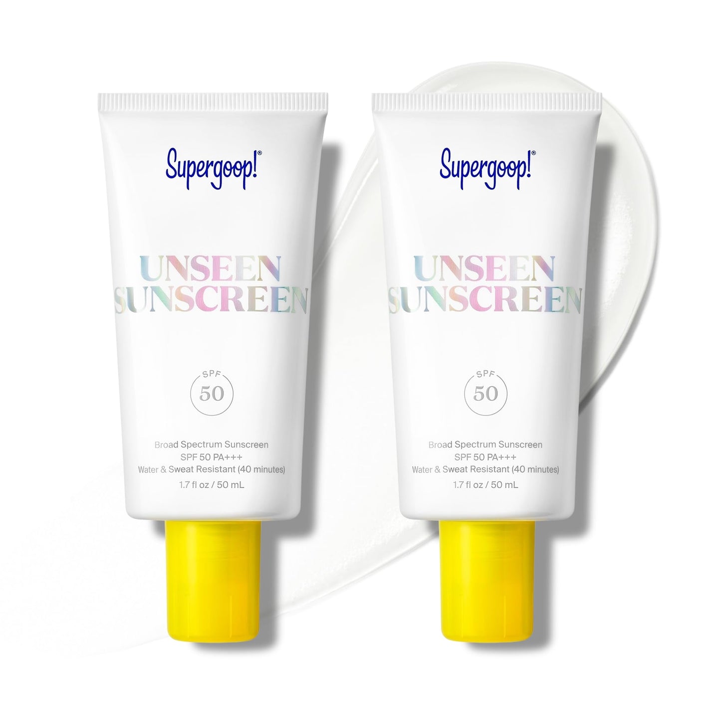 Supergoop! Unseen Sunscreen SPF 50 – Clear, Weightless Face Sunscreen & Makeup Primer | 2-Pack
