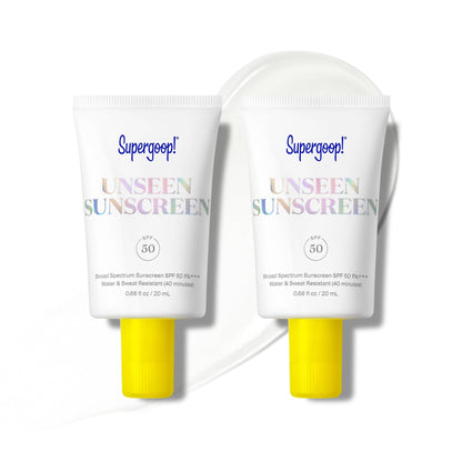 Supergoop! Unseen Sunscreen SPF 50 — Clear & Invisible with Makeup-Gripping Primer, Oil-Free, 2-Pack