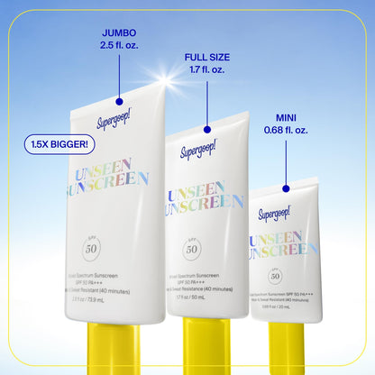Supergoop! Unseen Sunscreen SPF 50 – Invisible Primer & Face SPF, 2.5 fl oz