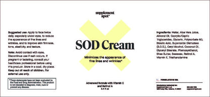 Supplement Spot SOD Anti-Aging Cream – Face Moisturizer for Fine Lines & Wrinkles, 3.4 oz