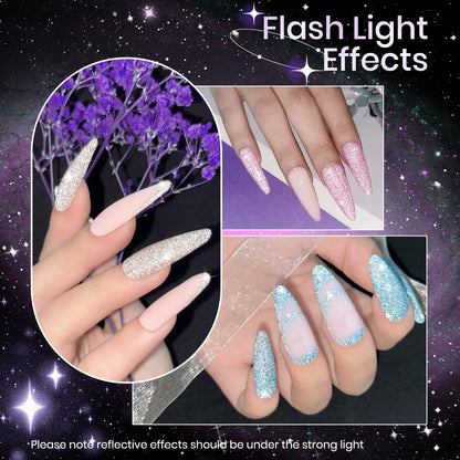 SUPWEE Reflective Gel Polish Set — 8 Diamond Glitter UV Gel Nail Polishes (7ml each)