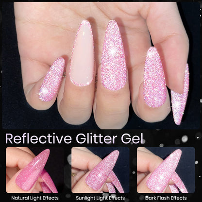 SUPWEE Reflective Gel Polish Set — 8 Diamond Glitter UV Gel Nail Polishes (7ml each)