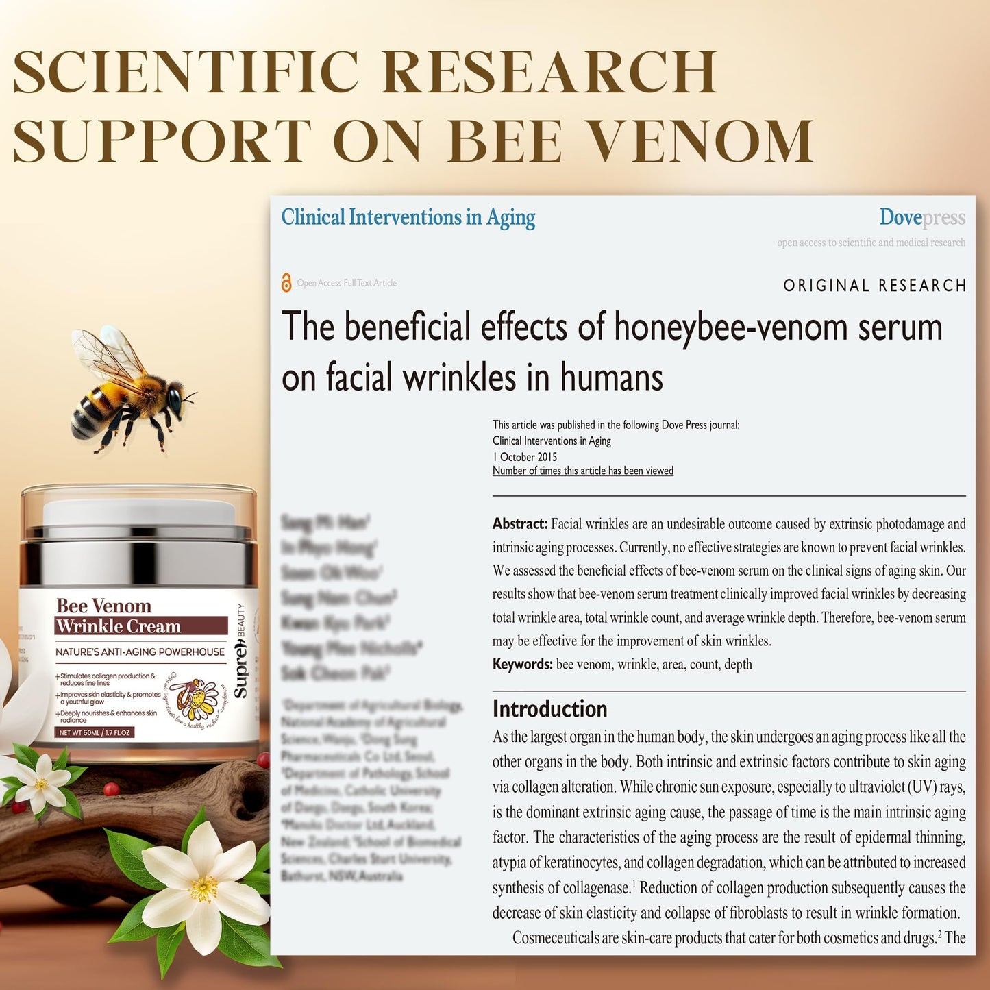 SupreH Bee Venom Cream Wrinkle Filler – Instant Lift & Eye Tightener, 50 ml