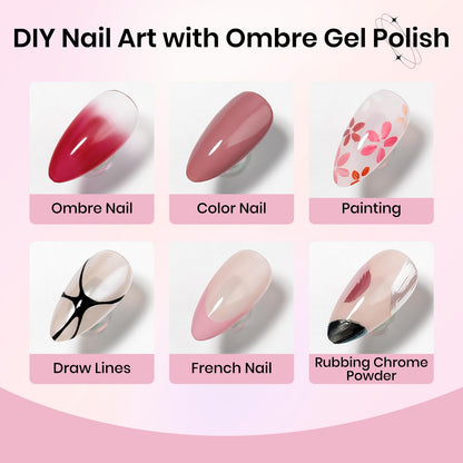 SUPWEE Ombre Gel Nail Polish Kit – 12-Color Gradient Set with Sponges & Tools