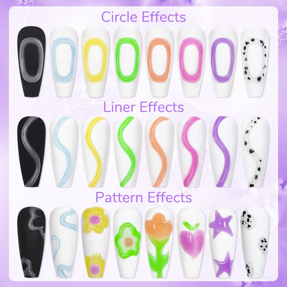 SUPWEE 3D Nail Art Gel Sculpting Kit – 8-Color Embossing Carving Gel for DIY Manicure