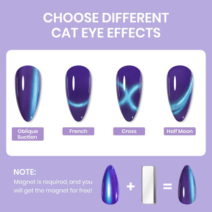 SUPWEE Cat Eye Nail Polish Set | Quick-Dry Magnetic Lacquer in 6 Holographic Shades