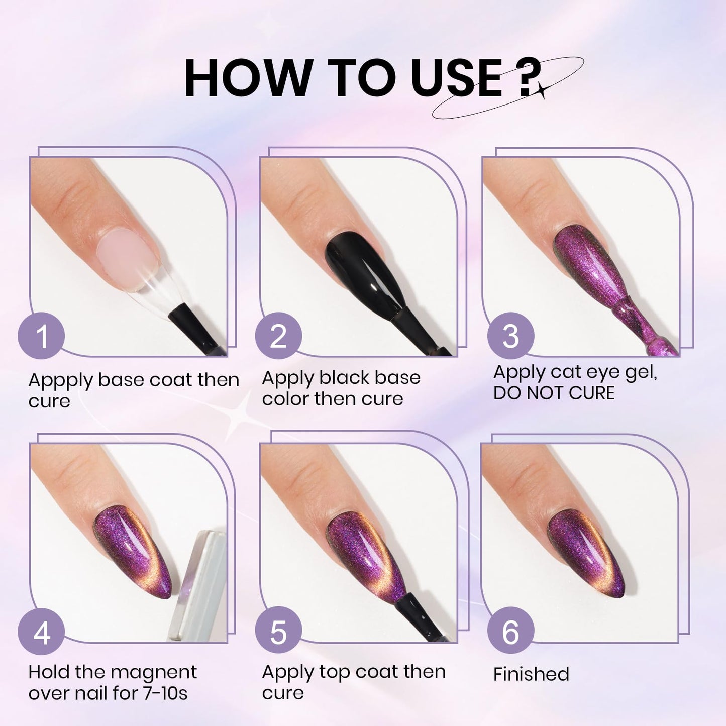 SUPWEE 12-Color Cat Eye Gel Polish Kit with Magnetic Stick – Galaxy Cat Eye Nails for DIY Home Manicure