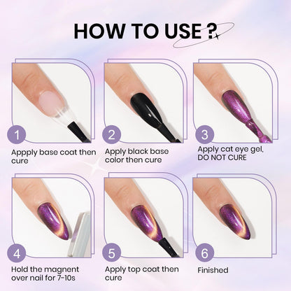 SUPWEE 12-Color Cat Eye Gel Polish Kit with Magnetic Stick – Galaxy Cat Eye Nails for DIY Home Manicure