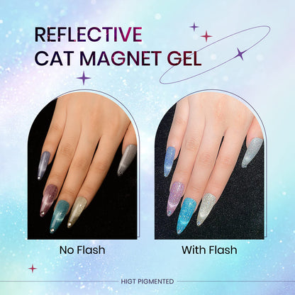 SUPWEE Reflective Cat Eye Gel Polish Set - 12 Colors with Magnet, 7ml Each