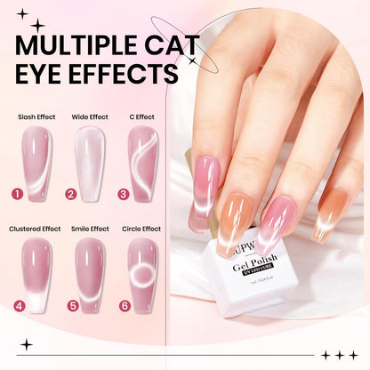 SUPWEE Cat Eye Gel Nail Polish Set – 6 Magnetic Colors, UV Lamp Cured