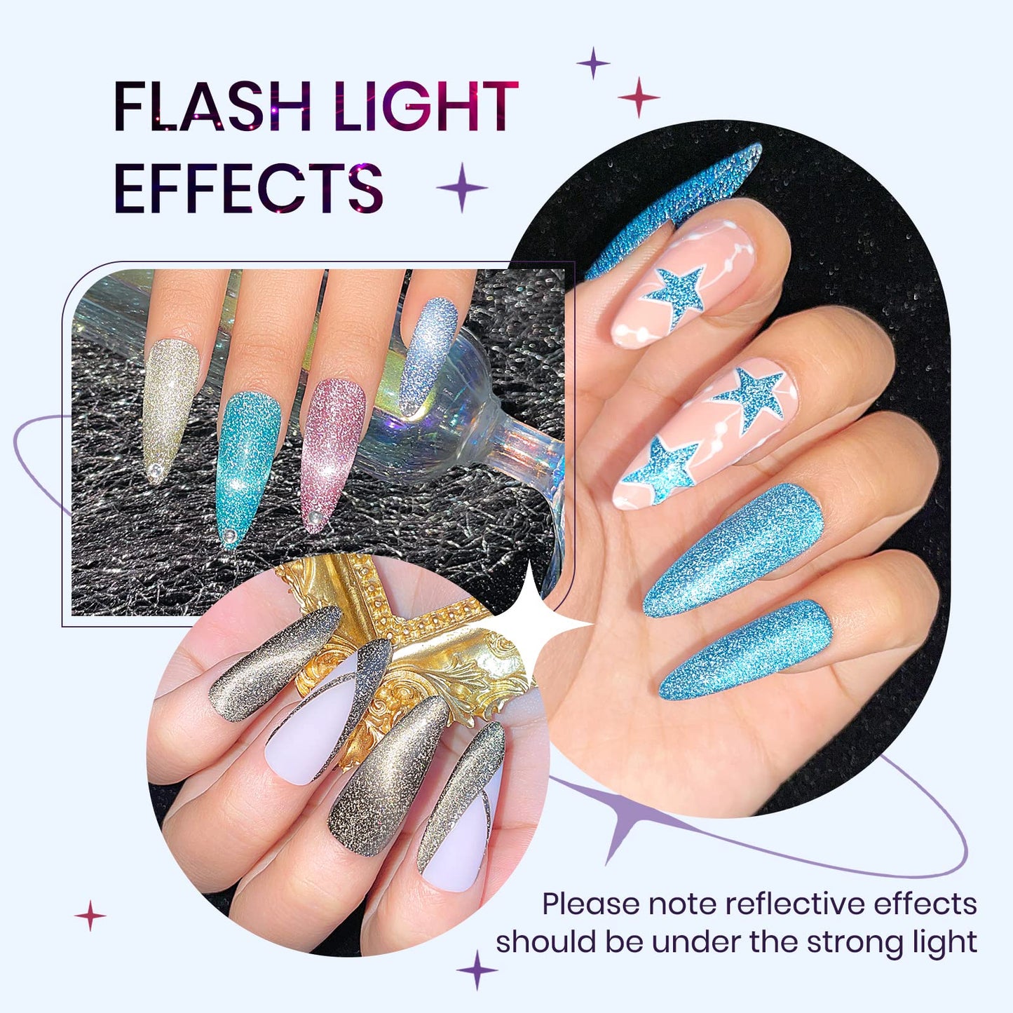 SUPWEE Reflective Cat Eye Gel Polish Set - 12 Colors with Magnet, 7ml Each