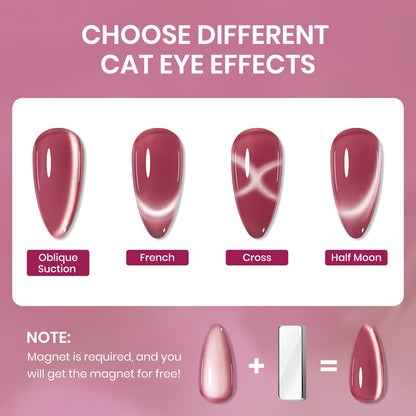 SUPWEE Cat Eye Nail Polish Set – 6 Quick-Dry Magnetic Lacquers for salon-worthy cat eye nails