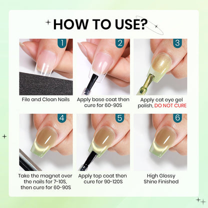 SUPWEE Cat Magnetic Eye Gel Polish – 12 Fruit Colors, DIY Cat Eye Kit with Magnetic Stick