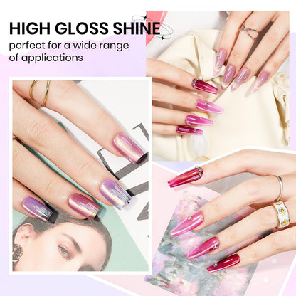 SUPWEE Cat Eye Gel Nail Polish Set – 12 Magnetic Colors with Holographic Glitter | DIY Home Manicure