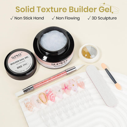 SUPWEE 3D Gel Nail Art Kit 60g White Builder Gel – Non-Sticky & Multi-Purpose Sculpting