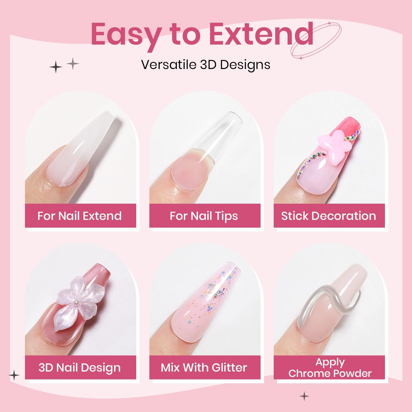SUPWEE 3D Sculpting Gel Kit – Pearl White, Pink & White Builder Gel for At-Home Nails