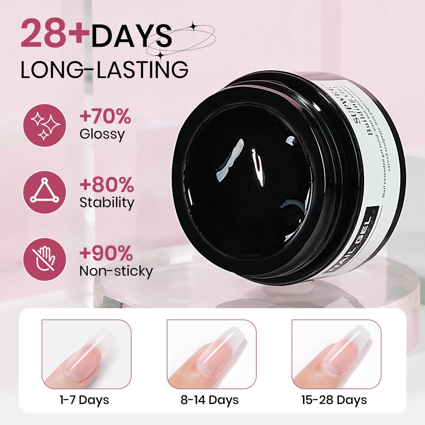SUPWEE Clear White Pink Solid Builder Gel Kit for Nails | 3D Nail Art & Extensions