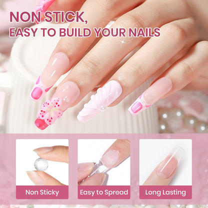SUPWEE Clear White Pink Solid Builder Gel Kit for Nails | 3D Nail Art & Extensions
