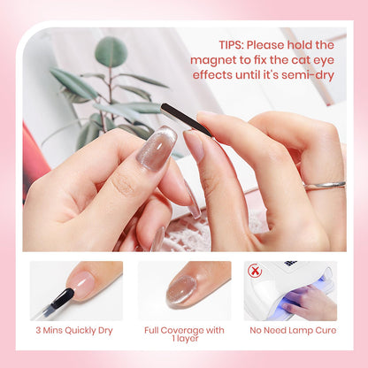 SUPWEE Cat Eye Magnetic Nail Polish Set – Quick-Dry Nude Pink Glitter, No UV Lamp