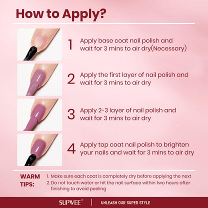 SUPWEE Nude Nail Polish Set – 6 Quick-Dry Neutral Colors for Elegant Manicures
