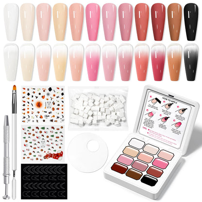 SUPWEE Ombre Gel Nail Polish Kit – 12-Color Gradient Set with Sponges & Tools