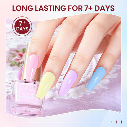 SUPWEE Pastel Nail Polish Set – Quick-Dry Macaron Shades (Pink, Yellow, Purple, Blue, Green)