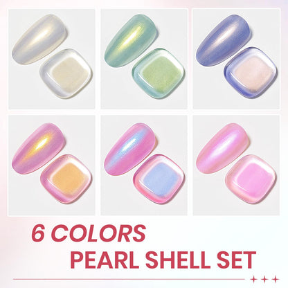 SUPWEE Pearl Nail Polish Set Non Gel – Quick-Dry Mermaid Shell Colors (Blue, Pink, White, Green)