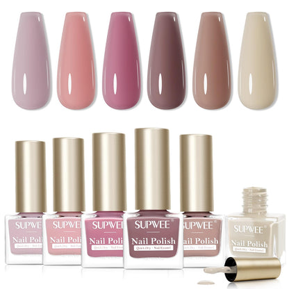 SUPWEE Quick-Dry Fall Winter Nail Polish Set | Fast Air-Dry Non-Gel Lacquer for Home or Salon