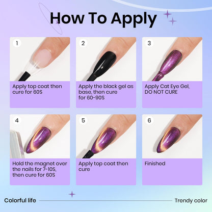 SUPWEE Moonlight & Chameleon Cat Eye Gel Polish Set — 12 Colors + Magnetic Stick for Galaxy Cateye Effects