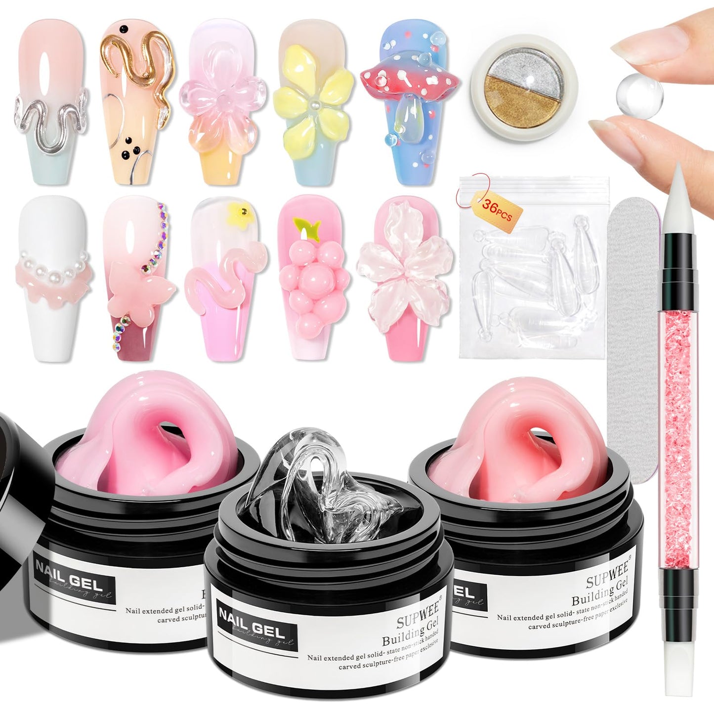 SUPWEE Sculpting Gel Kit – 3D Nail Art Builder Gel for Extensions