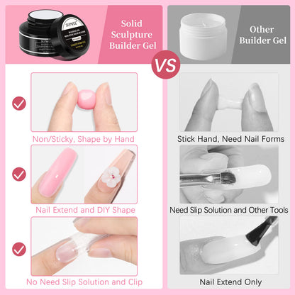SUPWEE Solid Builder Gel for 3D Nail Art Extensions – DIY Home Kit (3 x 30g)